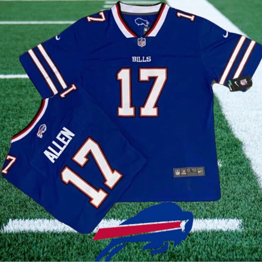 Buffalo Bills Mafia NFL Nike Josh Allen L Large Stitched Royal Blue Jersey NWT